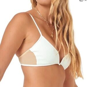 NWT L*Space White Cream Macey Mesh Bikini Top small